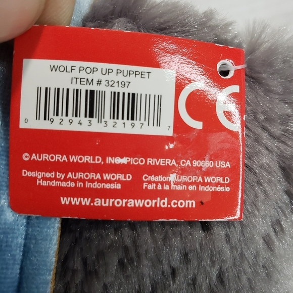๐SOLD๐ Aurora Wolf Husky Dog Pop Up Hand Puppet Plush Toy 10 Inch 2015 New - Picture 10 of 13